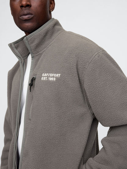 Gri Gap Logo Arctic Fleece Fermuarlı Ceket