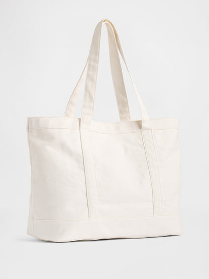 Beyaz Brannan Bear Logo Denim Tote Çanta