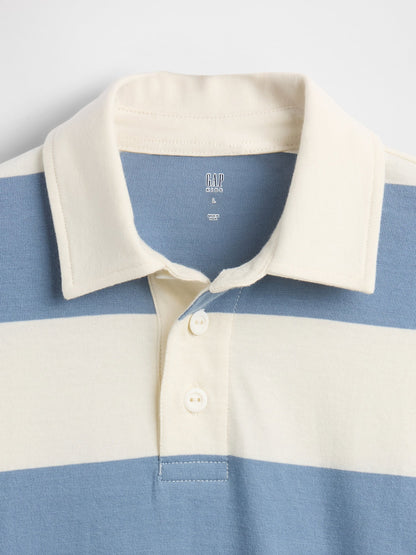 Açık Mavi Rugby Stripe Polo T-shirt