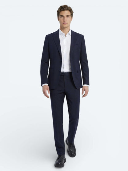 Lacivert Düz Modern Fit Yün Karışımlı Takım Elbise