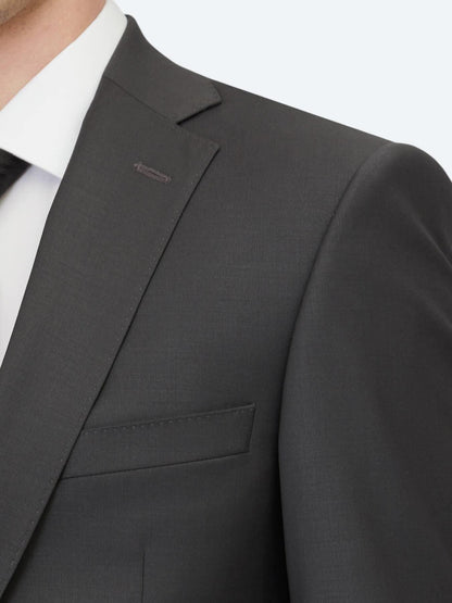 Antrasit Düz Slim Fit Yün Karışımlı Takım Elbise