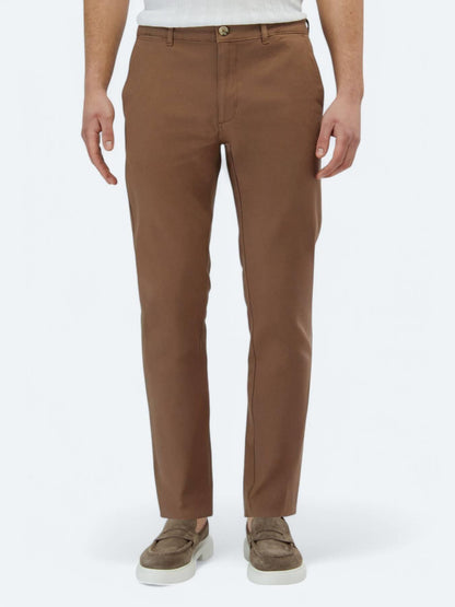 Açık Kahve Düz Dokuma Regular Fit Casual Pamuk Karışımlı Pantolon