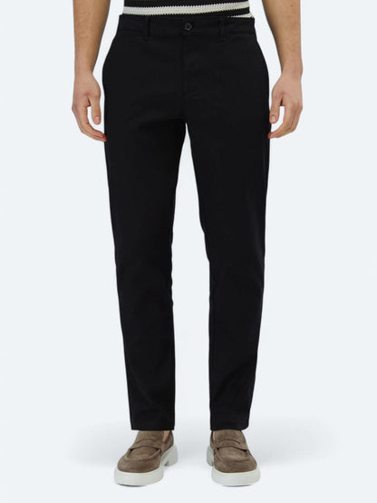 Siyah Düz Dokuma Regular Fit Casual Pamuk Karışımlı Pantolon