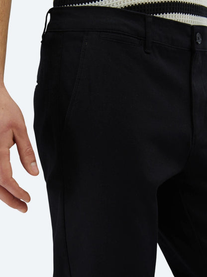 Siyah Düz Dokuma Regular Fit Casual Pamuk Karışımlı Pantolon