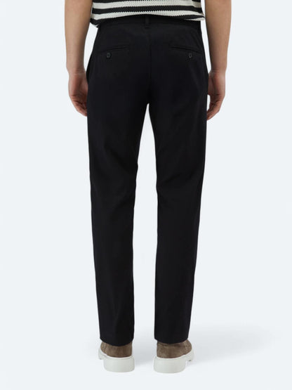 Siyah Düz Dokuma Regular Fit Casual Pamuk Karışımlı Pantolon