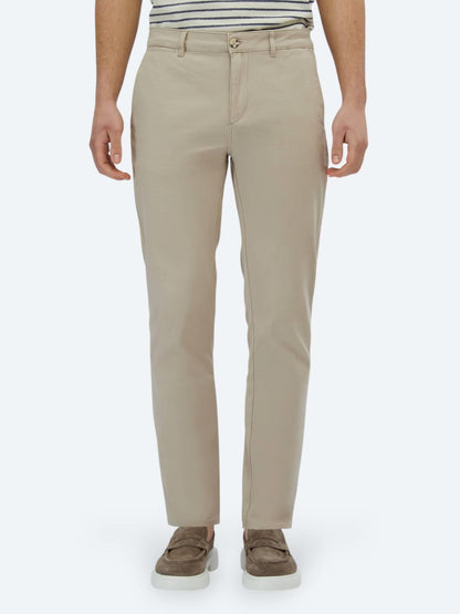 Bej Düz Dokuma Regular Fit Casual Pamuk Karışımlı Pantolon