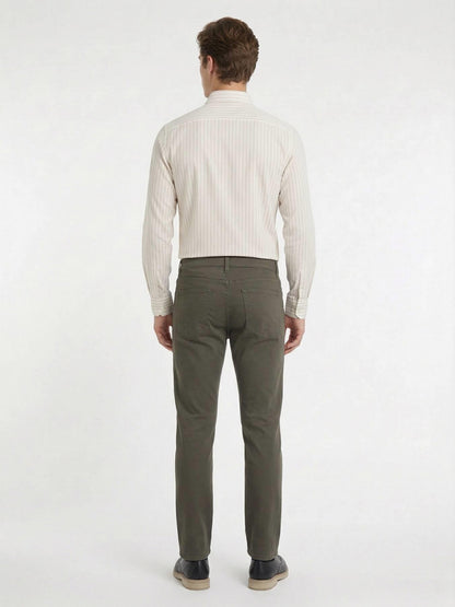 Haki Düz Dokuma Slim Fit Casual Pamuk Karışımlı Pantolon