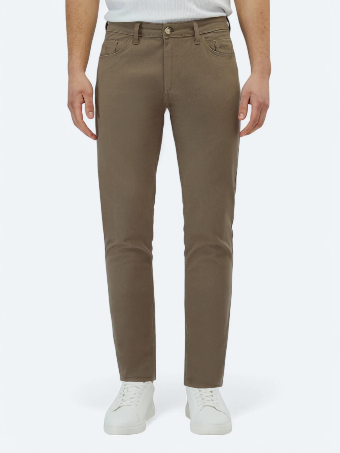 Fındık Düz Dokuma Slim Fit Casual Pamuk Karışımlı Pantolon