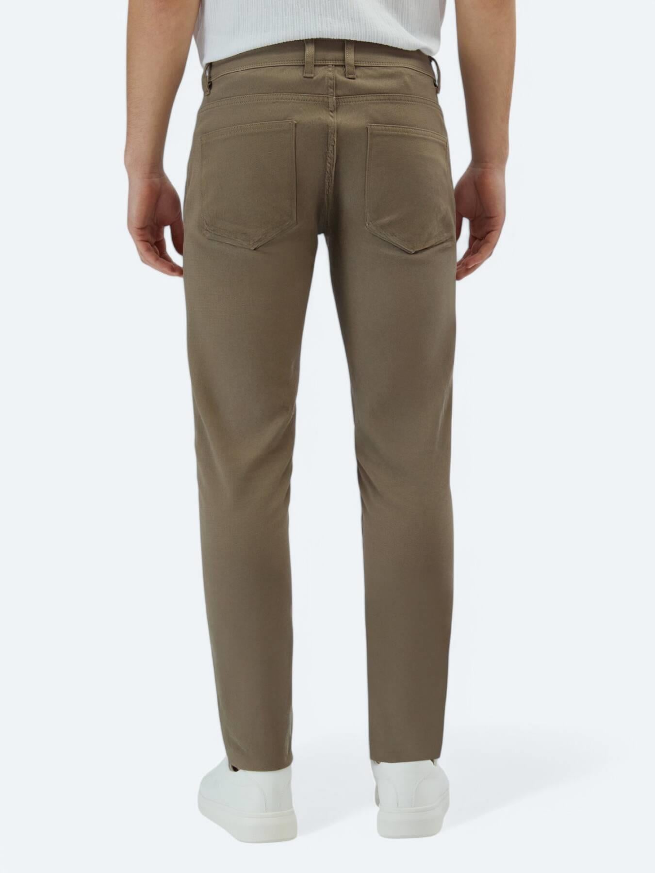 Fındık Düz Dokuma Slim Fit Casual Pamuk Karışımlı Pantolon