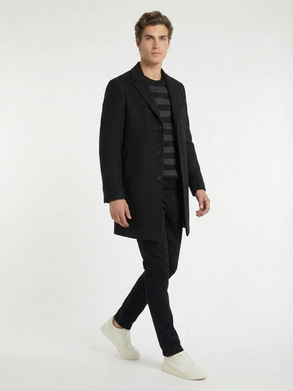 Siyah Düz Dokuma Slim Fit Casual Pamuk Karışımlı Pantolon