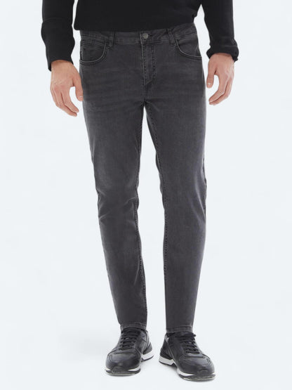 Koyu Gri Super Slm Fit Denim Pamuk Karışımlı Pantolon