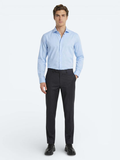 Antrasit Dokuma Fitted Fit Klasik Yün Karışımlı Pantolon