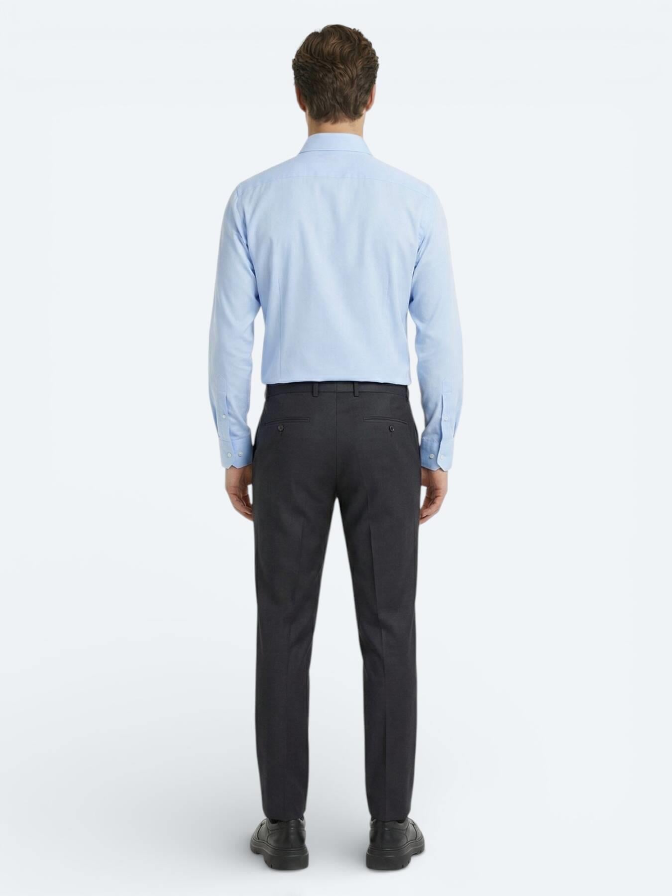 Antrasit Dokuma Fitted Fit Klasik Yün Karışımlı Pantolon