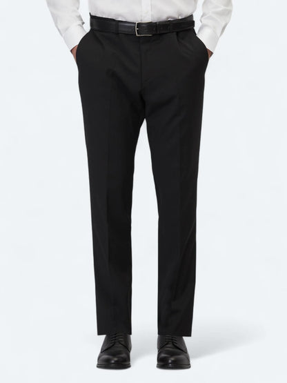 Siyah Düz Dokuma Slim Fit Klasik Yün Karışımlı Pantolon