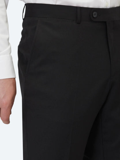 Siyah Düz Dokuma Slim Fit Klasik Yün Karışımlı Pantolon