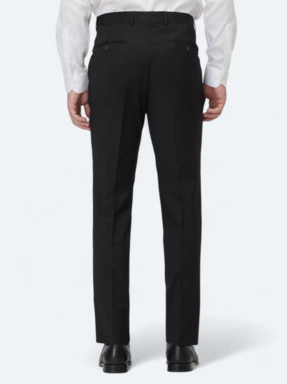 Siyah Düz Dokuma Slim Fit Klasik Yün Karışımlı Pantolon