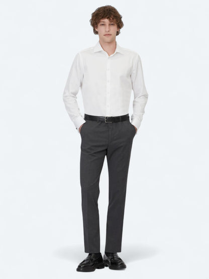 Antrasit Düz Dokuma Slim Fit Klasik Yün Karışımlı Pantolon