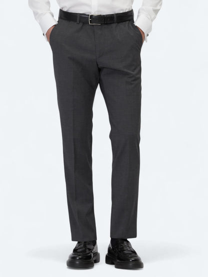 Antrasit Düz Dokuma Slim Fit Klasik Yün Karışımlı Pantolon