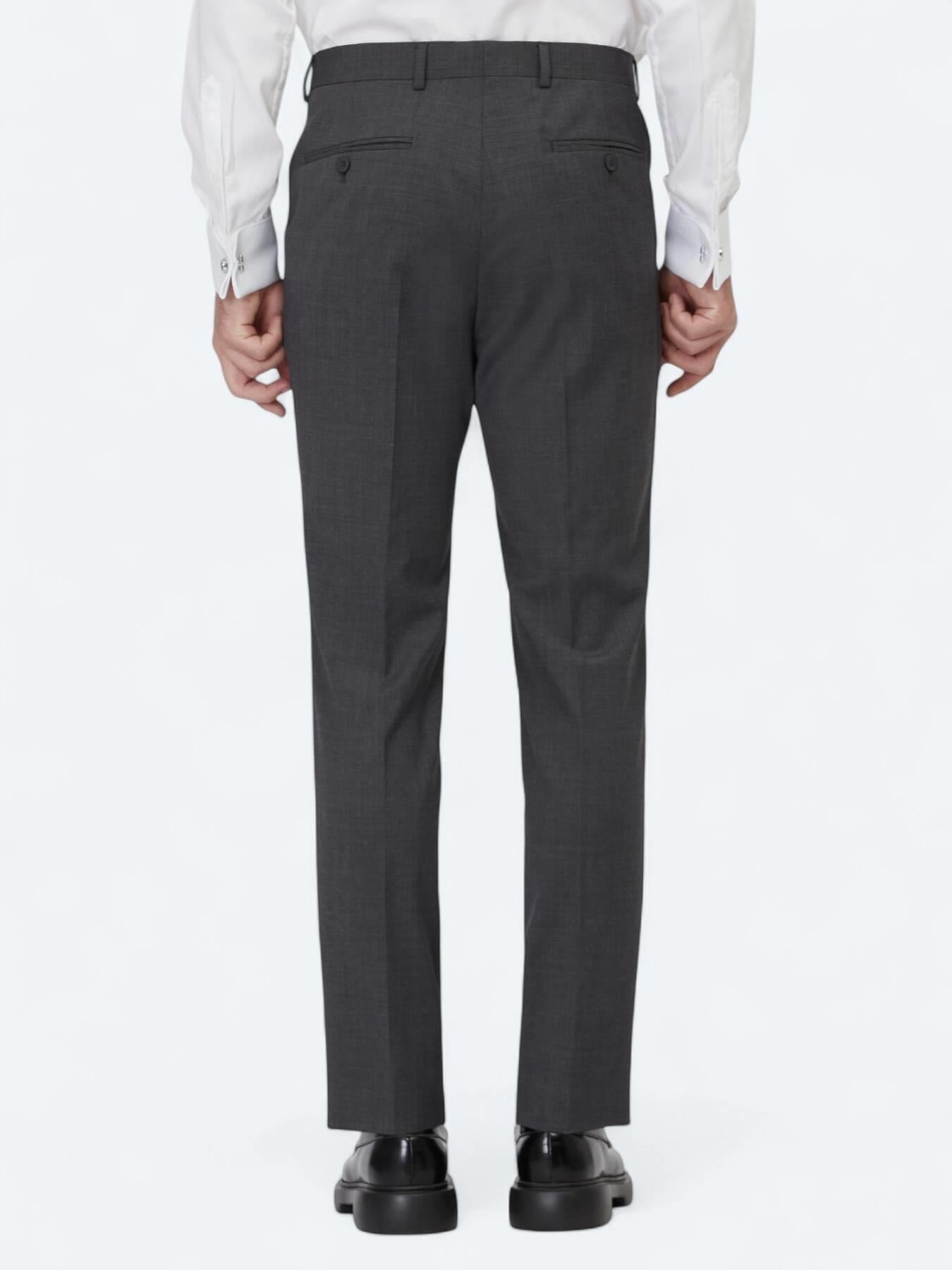 Antrasit Düz Dokuma Slim Fit Klasik Yün Karışımlı Pantolon