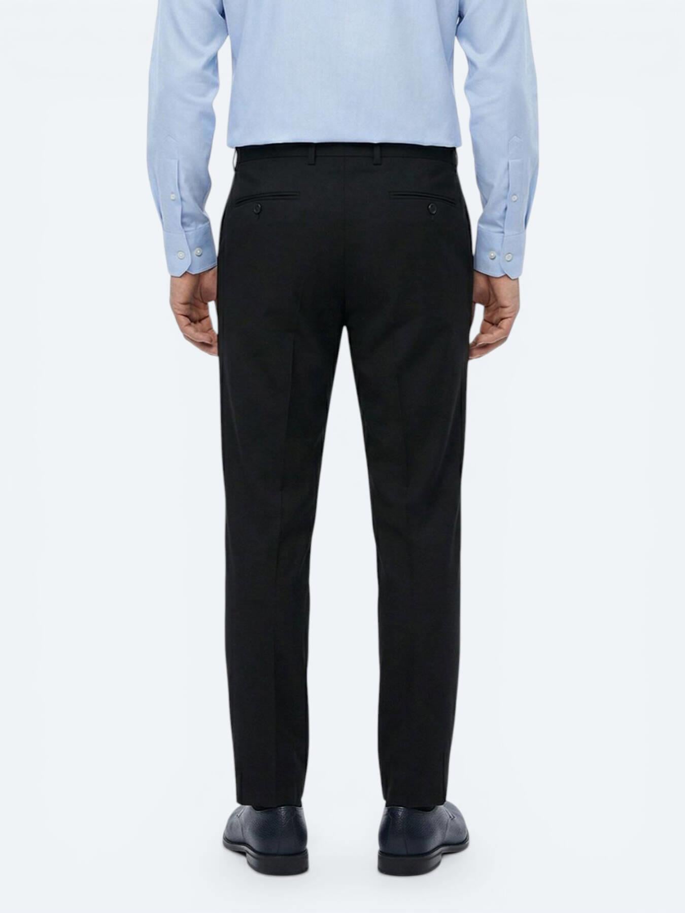 Lacivert Düz Dokuma Slim Fit Klasik Yün Karışımlı Pantolon