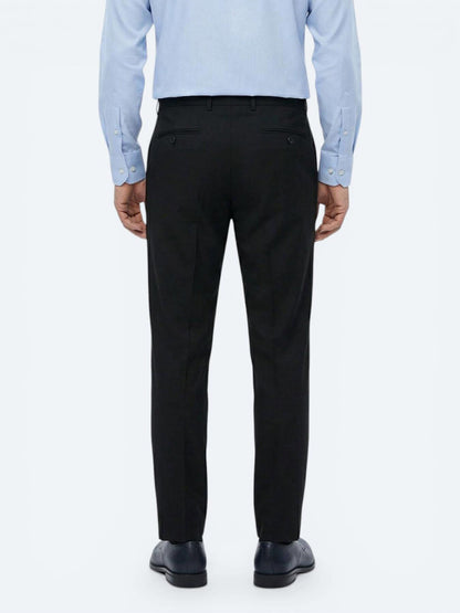 Lacivert Düz Dokuma Slim Fit Klasik Yün Karışımlı Pantolon