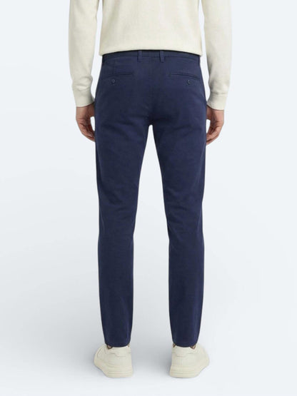 Gece Mavisi Düz Dokuma Slim Fit Casual Pamuk Karışımlı Pantolon