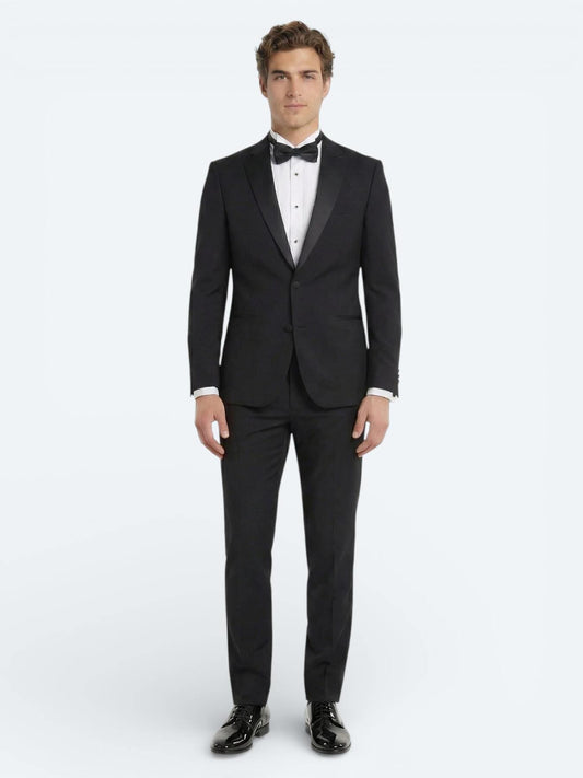 Siyah Düz Slim Fit Dokuma Smokin Takım Elbise