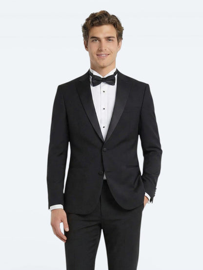 Siyah Düz Slim Fit Dokuma Smokin Takım Elbise