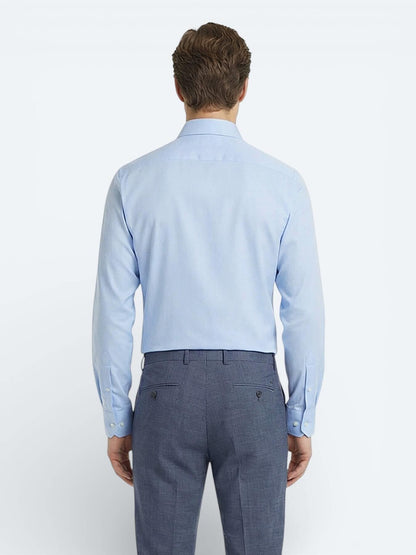 Mavi Düz Slim Fit Uzun Dokuma Klasik %100 Pamuk Gömlek