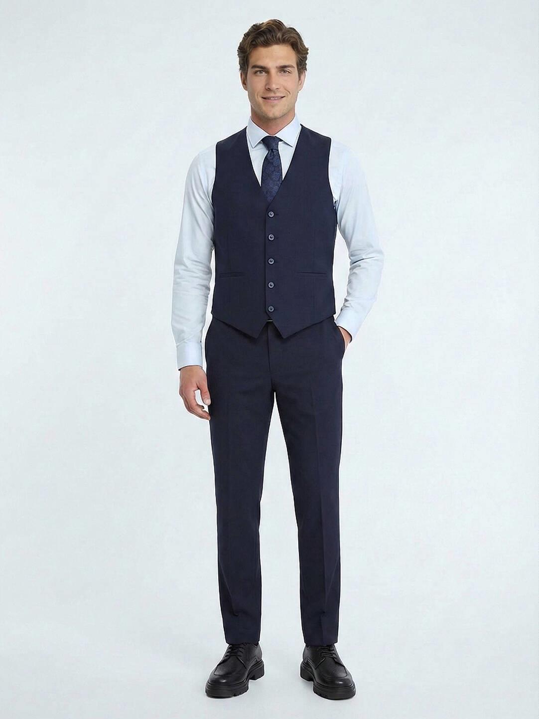 Saks Slim Fit Kelebek Yaka Klasik Yelek