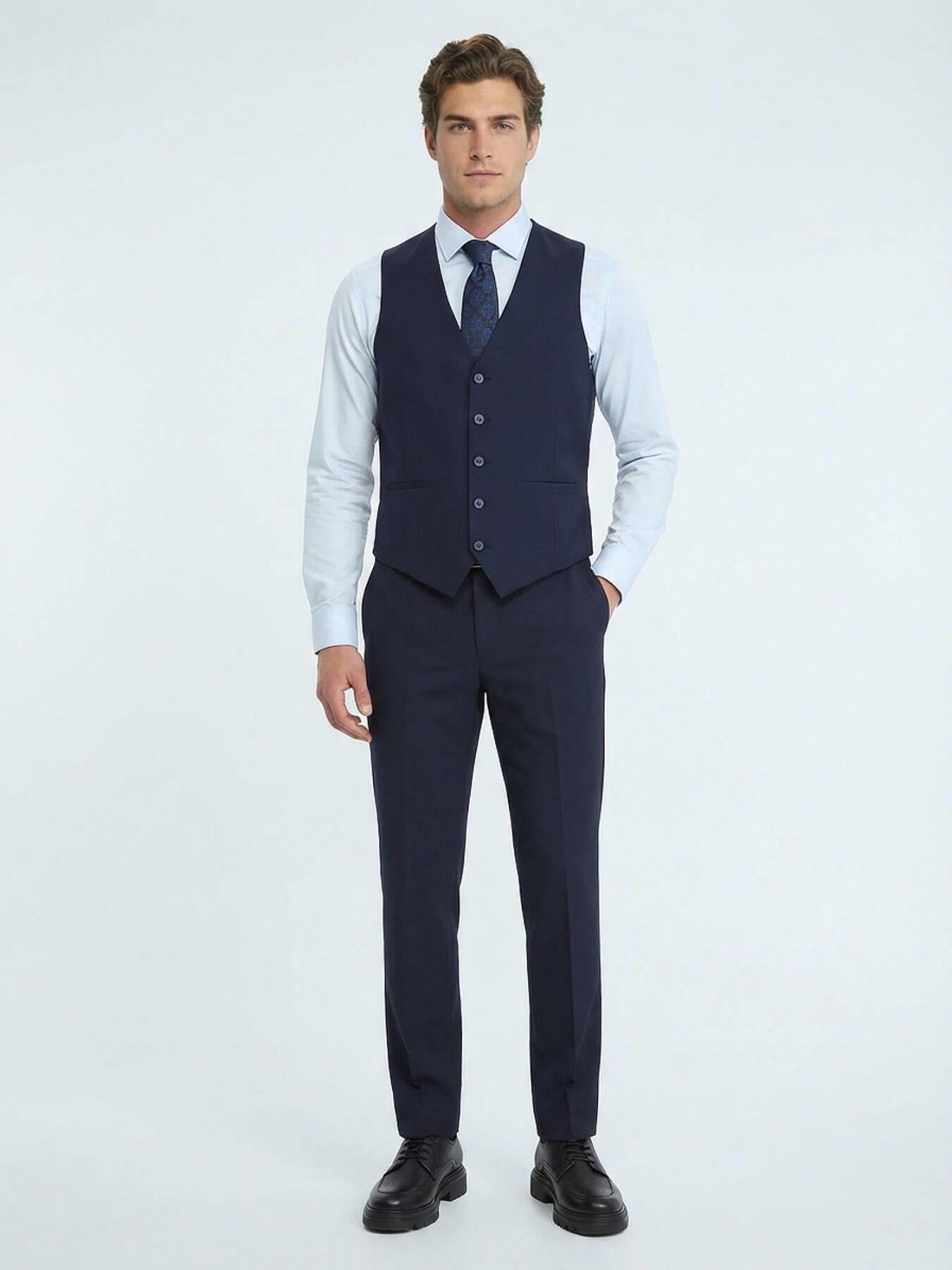 Saks Slim Fit Kelebek Yaka Klasik Yelek