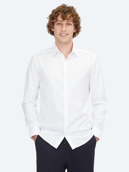 Beyaz Slim Fit Uzun Dokuma Klasik %100 Pamuk Gömlek