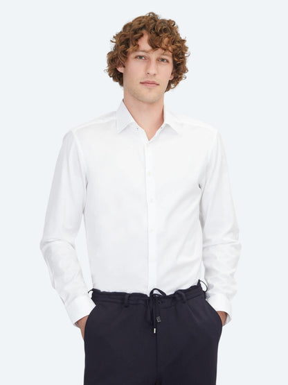 Beyaz Slim Fit Uzun Dokuma Klasik %100 Pamuk Gömlek