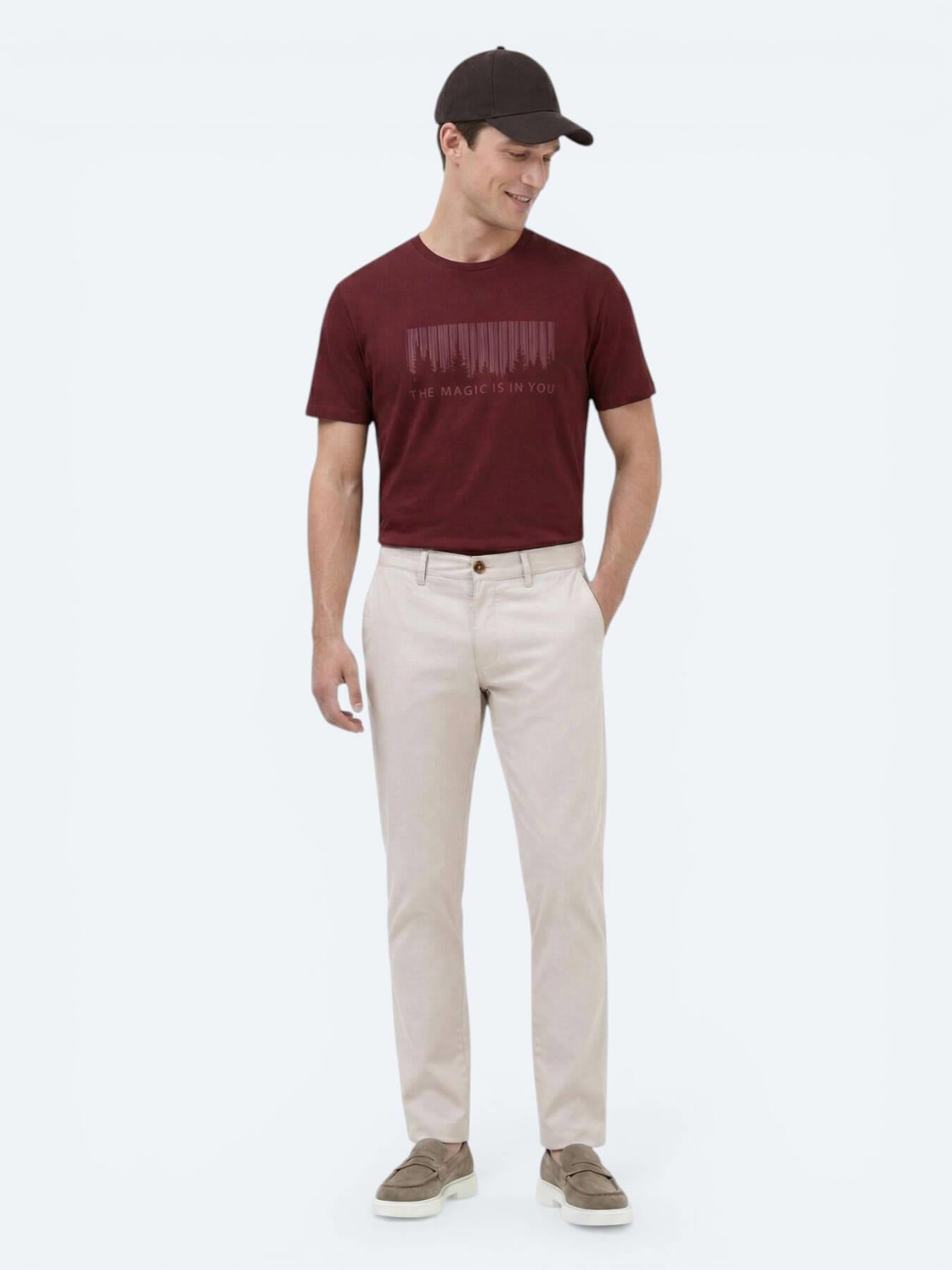 Taş Düz Dokuma Slim Fit Casual Pamuk Karışımlı Pantolon