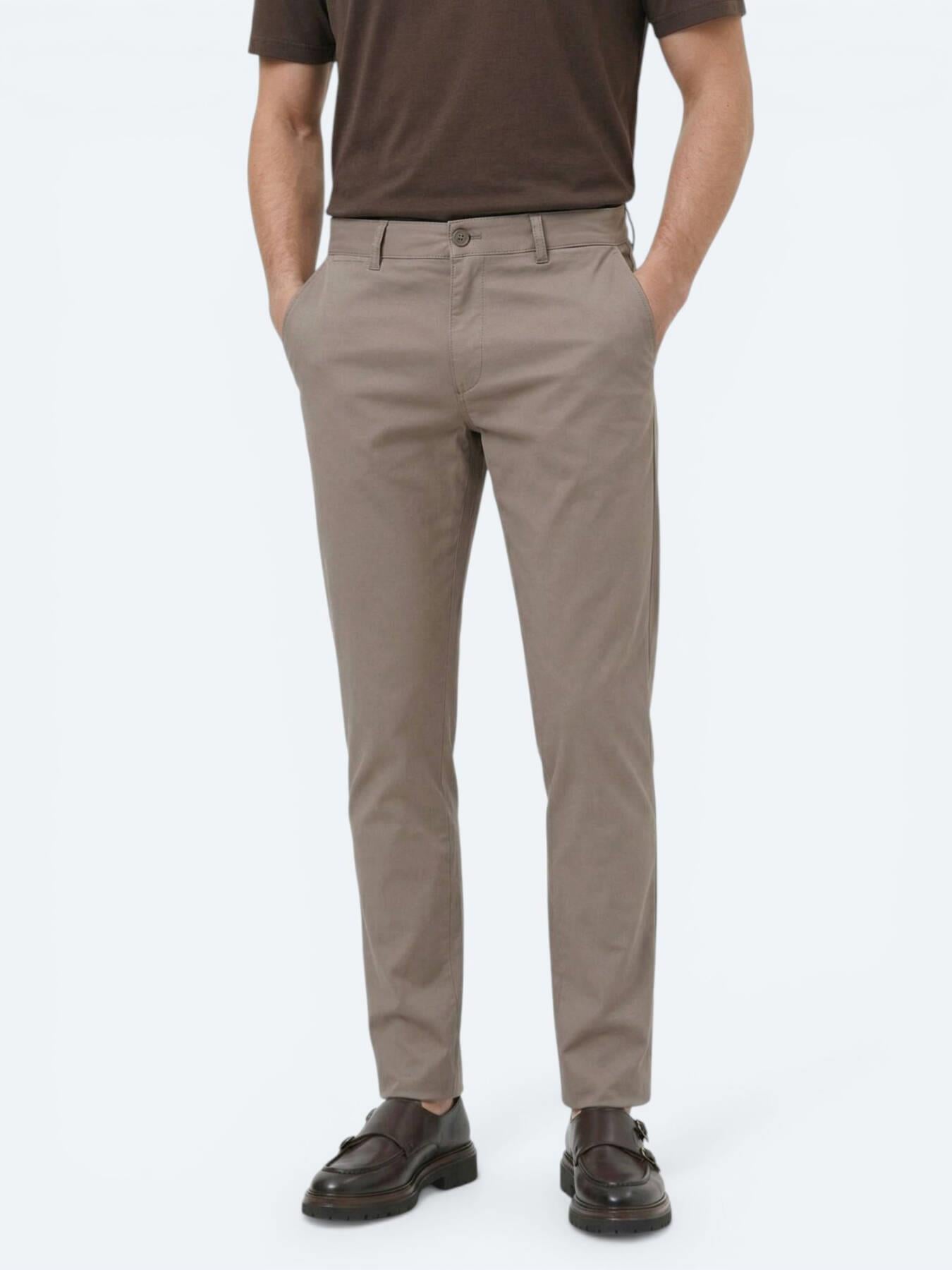 Vizon Düz Dokuma Slim Fit Casual Pamuk Karışımlı Pantolon