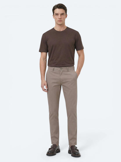 Vizon Düz Dokuma Slim Fit Casual Pamuk Karışımlı Pantolon