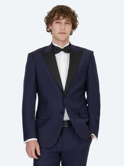 Saks Düz Slim Fit Çıkarılabilir Kruvaze Yaka Dokuma Smokin Takım Elbise