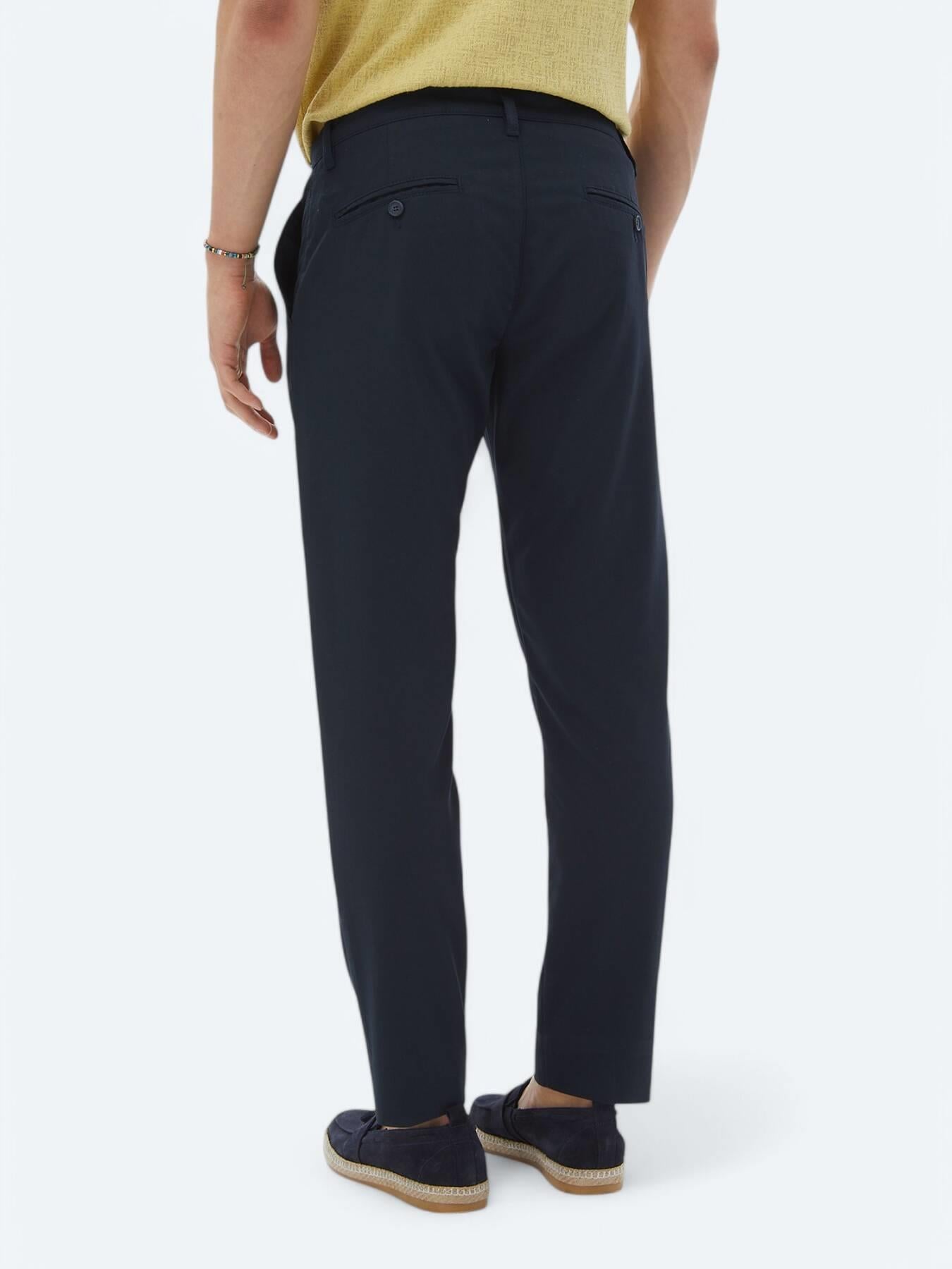 Lacivert Dokuma Slim Fit Casual Pantolon