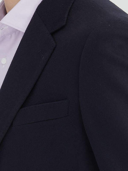 Lacivert Düz Modern Fit Yün Karışımlı Ceket
