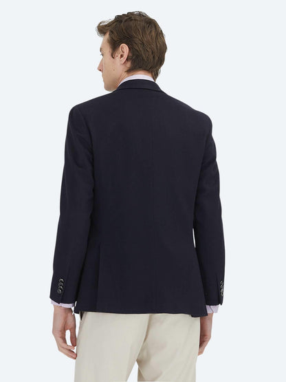 Lacivert Düz Modern Fit Yün Karışımlı Ceket
