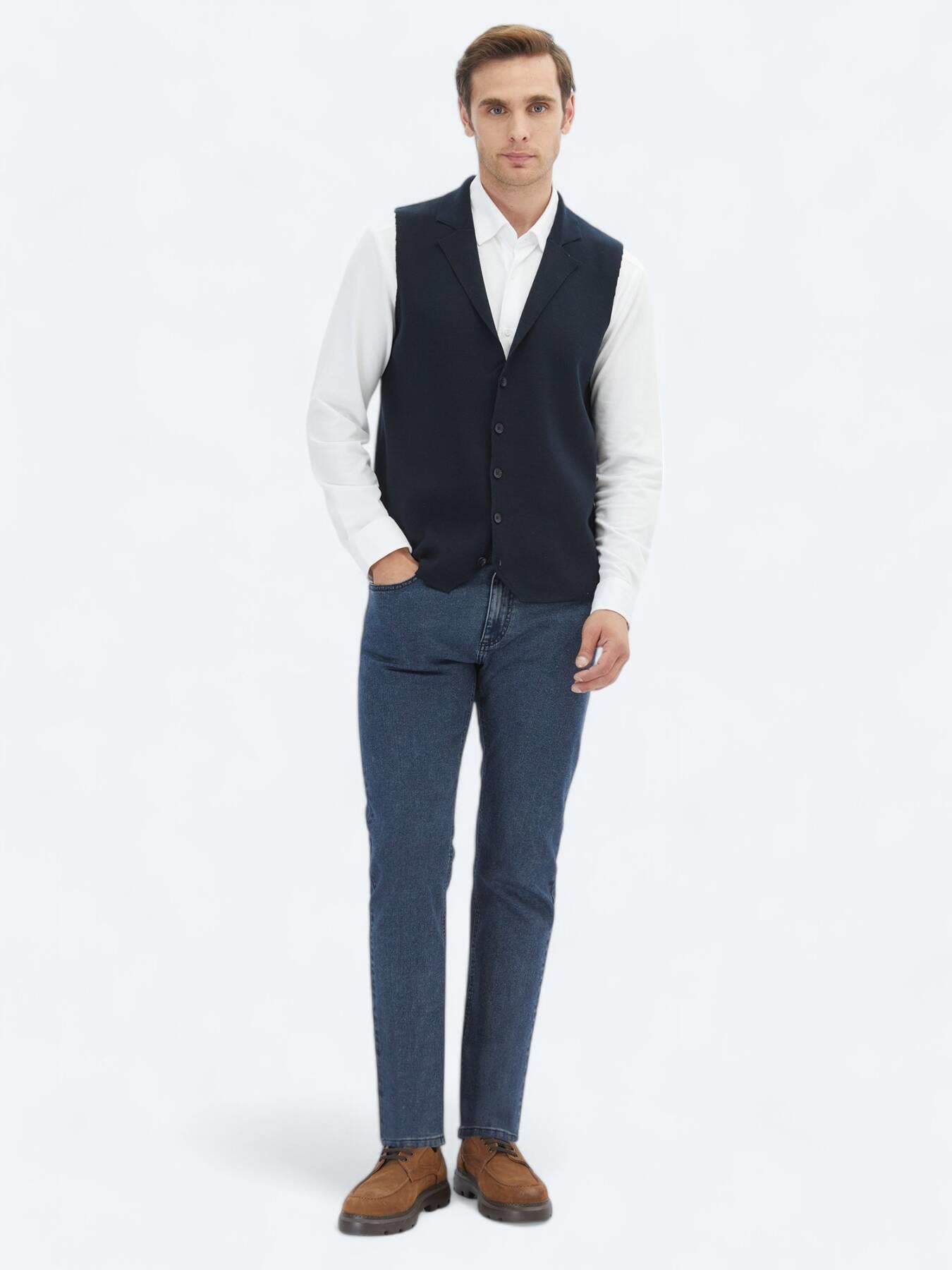 Lacivert Regular Fit Casual Örme Triko Yelek