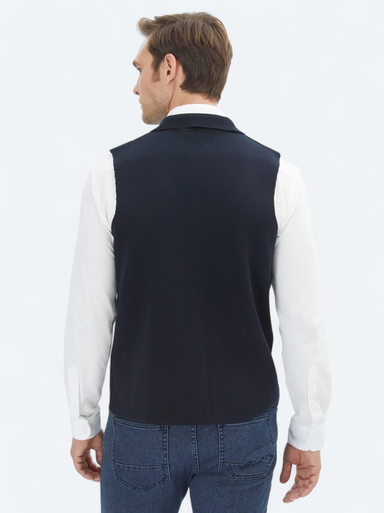 Lacivert Regular Fit Casual Örme Triko Yelek