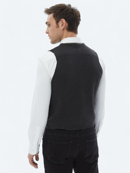 Antrasit Regular Fit Casual Örme Triko Yelek