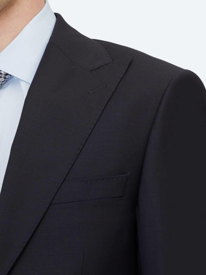 Lacivert Düz Modern Fit Yün Karışımlı Takım Elbise