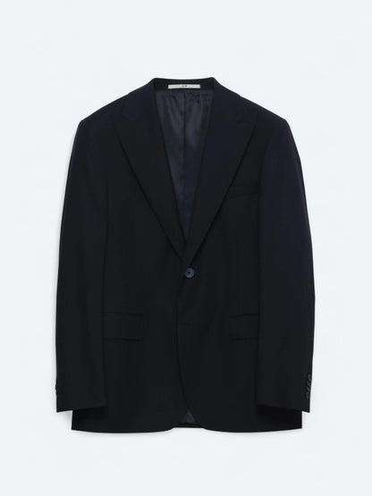Lacivert Düz Modern Fit Yün Karışımlı Takım Elbise