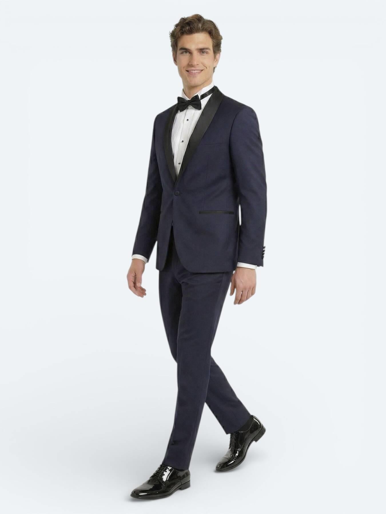 Saks Slim Fit Kelebek Yaka Dokuma Smokin Takım Elbise