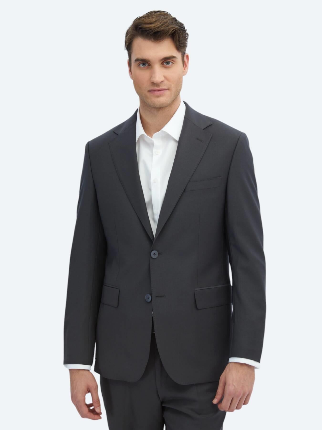 Antrasit Modern Fit Yün Karışımlı Takım Elbise
