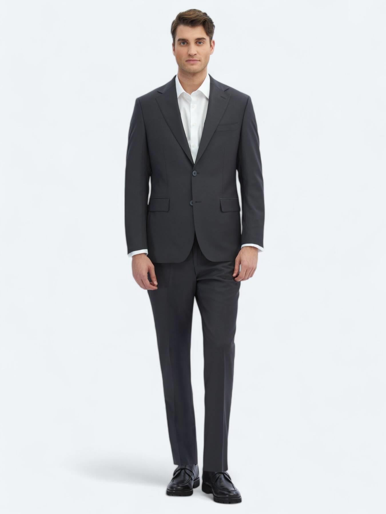 Antrasit Modern Fit Yün Karışımlı Takım Elbise