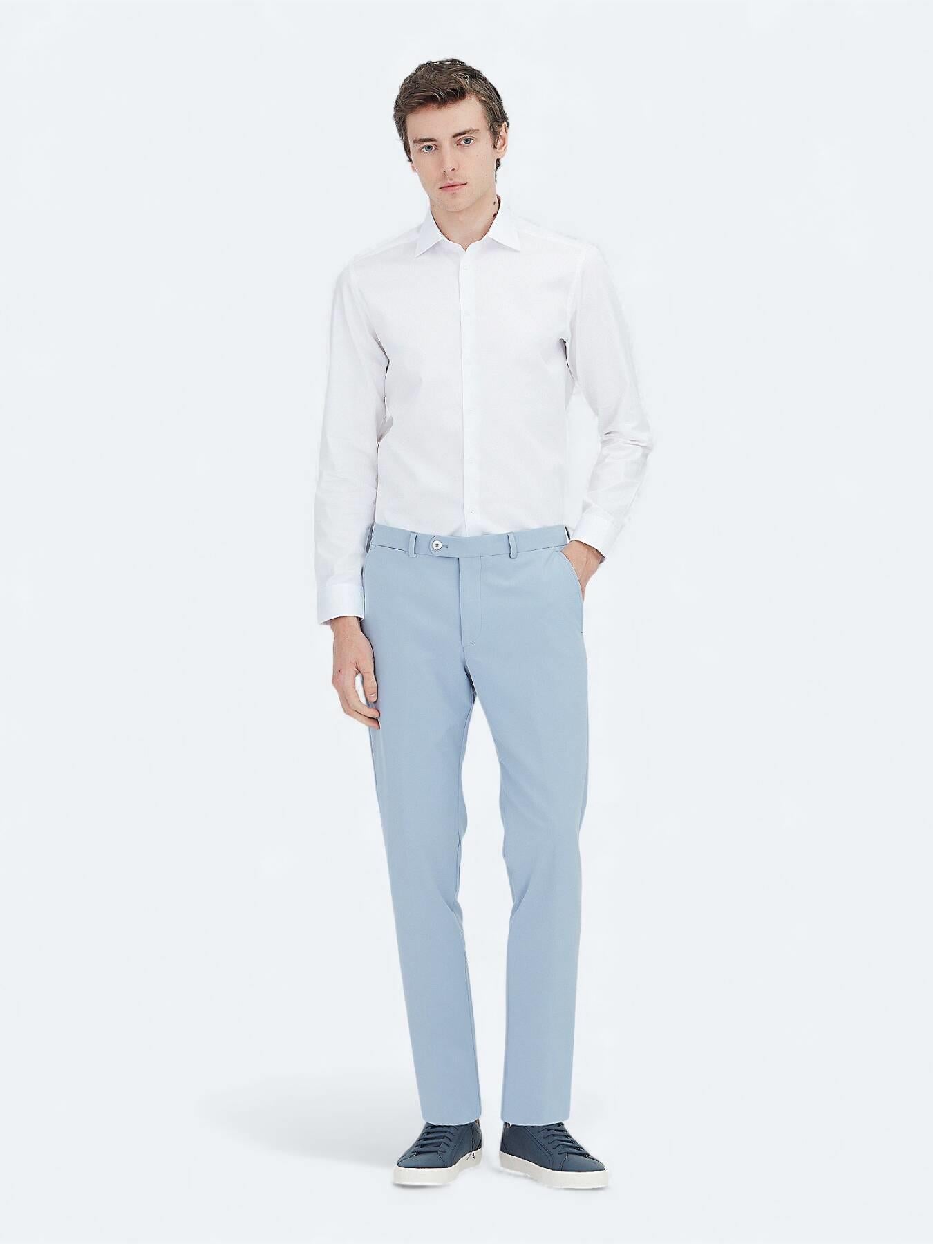 Beyaz Düz Slim Fit Uzun Dokuma Klasik %100 Pamuk Gömlek
