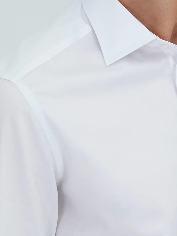 Beyaz Düz Slim Fit Uzun Dokuma Klasik %100 Pamuk Gömlek